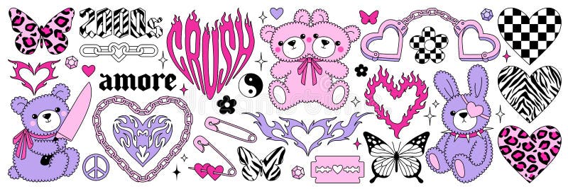 Y2K Aesthetic Printable Stickers Y2K Stickers Girly Stickers Svg