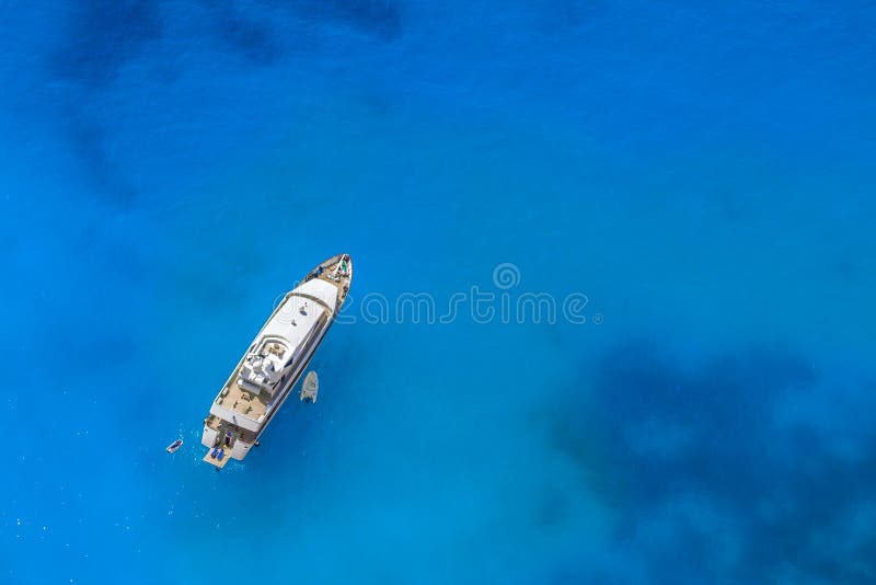 Yacht in the blue sea.