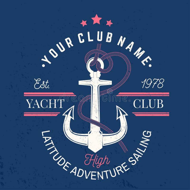 Yacht club badge. Vector. Concept for yachting shirt, print, stamp or tee. Vintage typography design with black sea