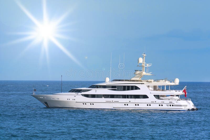 Luxury boat yacht offshore sailing on sunny summer day. Luxury boat yacht offshore sailing on sunny summer day