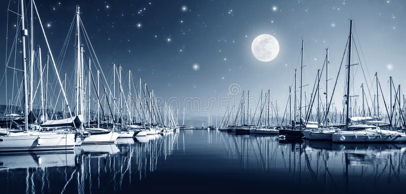Yacht harbor at night stock images Yacht harbor at night stock images