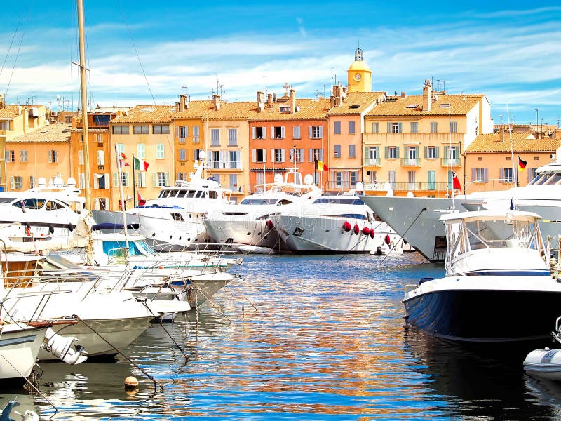 Yacht Harbor of St.Tropez, France Stock Photo - Image of coastline ...