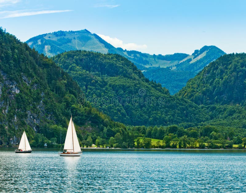 Yacht on a lake.