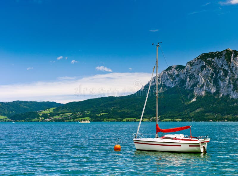 Yacht on a lake.