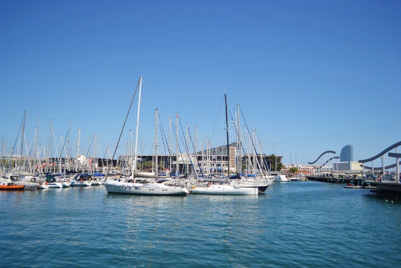 Yacht port in Barcelona stock photo. Image of summer - 36040726