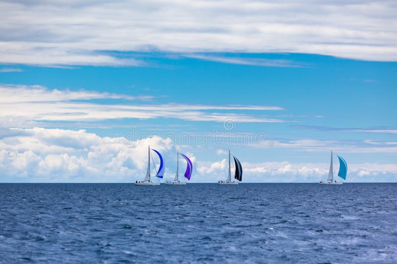 Yacht Regatta at the Adriatic Sea in windy weather