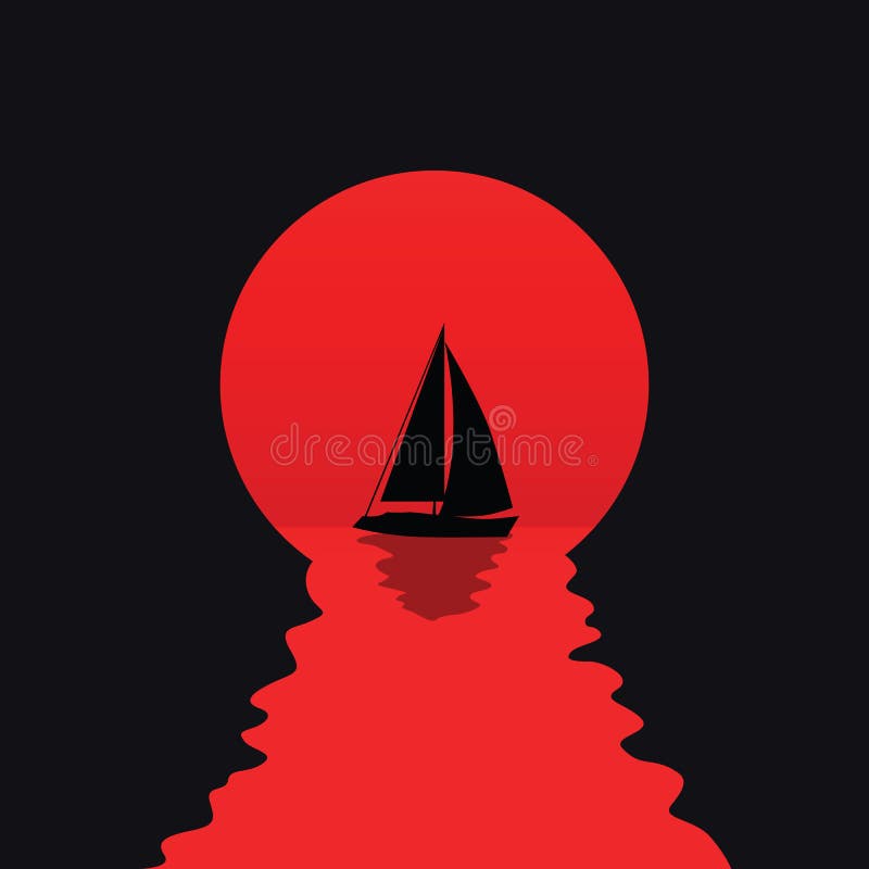 Yacht silhouette on sunset