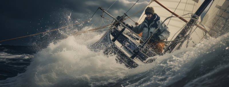 a yacht surging through the waves, wind billowing its sails, as the crew embarks on an exhilarating ocean adventure in a