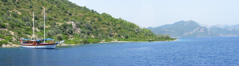 Yachting in aegean sea landscape panorama