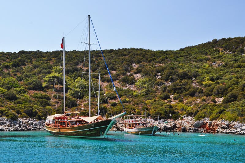 Yachts in harbor in Aegean sea near Bodrum