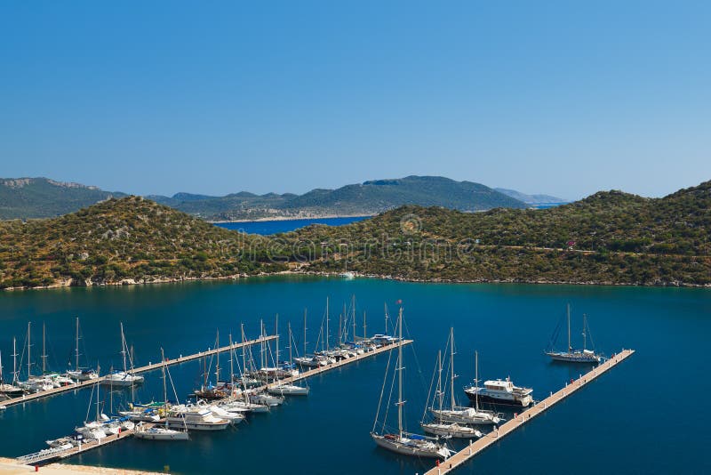 Yachts in Kas Turkey stock photography