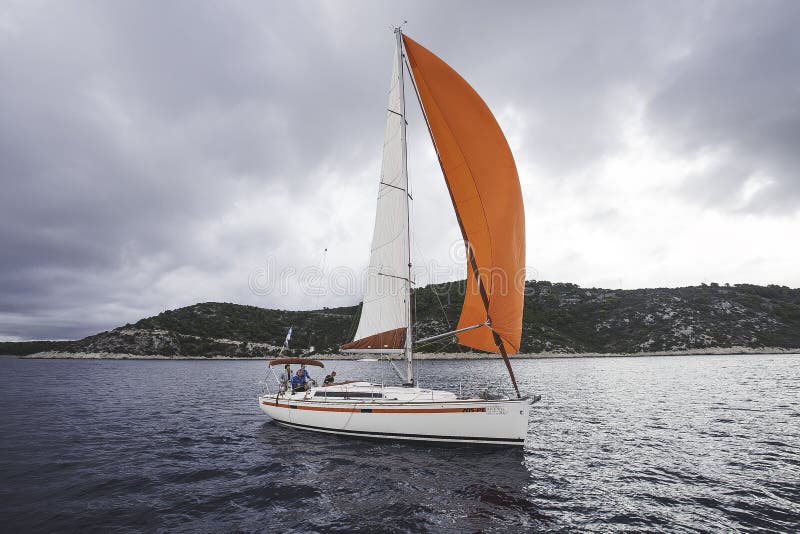 Yachts Red Sail Sea And Wind Editorial Stock Image Image Of Croatia