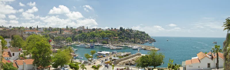 Yachts and sailing ships anchored in the port of t