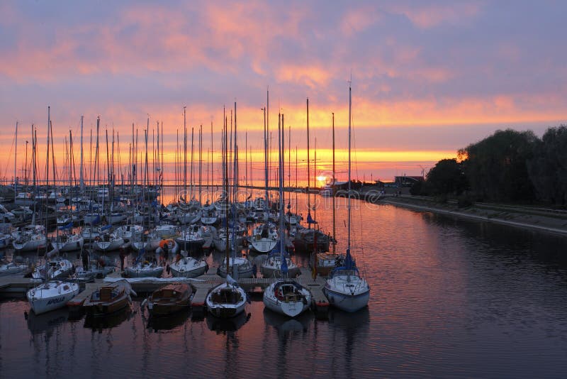 Yachts in the Sunset royalty free stock images