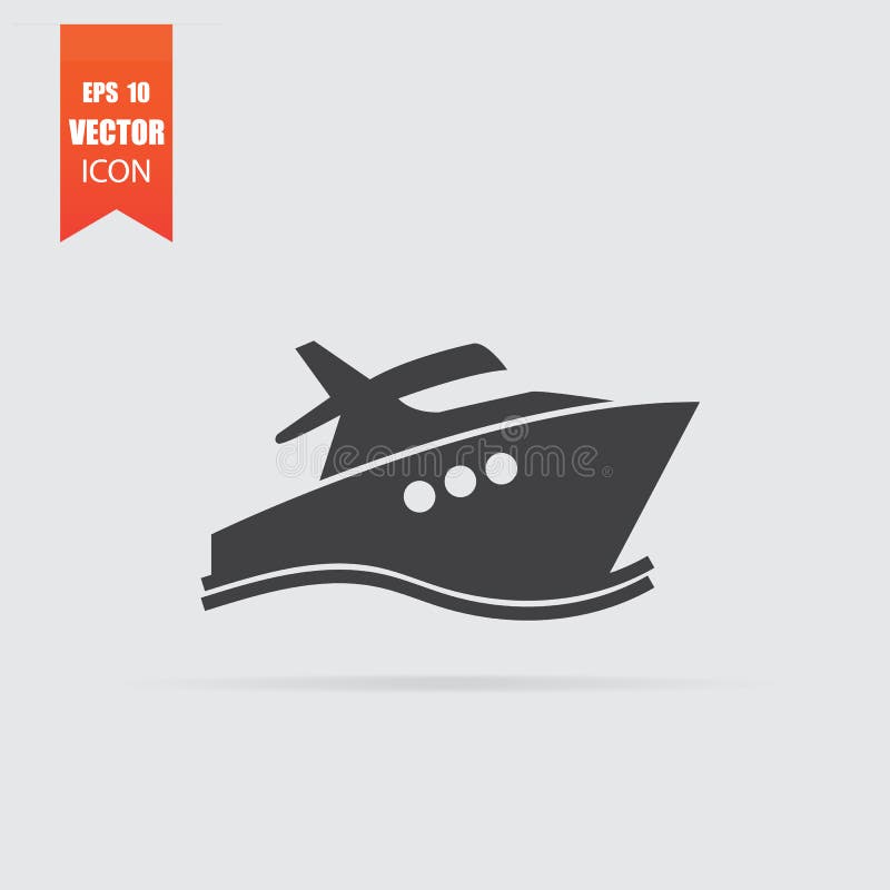 Yachtsymbol i plan stil som isoleras på grå bakgrund stock illustrationer Yachtsymbol i plan stil som isoleras på grå bakgrund stock illustrationer