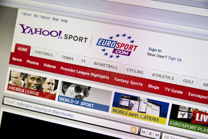 Yahoo Sport webite displayed on computer screen