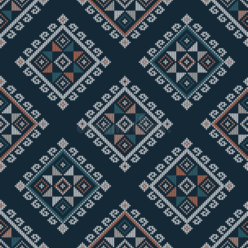 Filipino Unique Folk Art - Yakan Cloth Inspired Vector Seamless Pattern ...