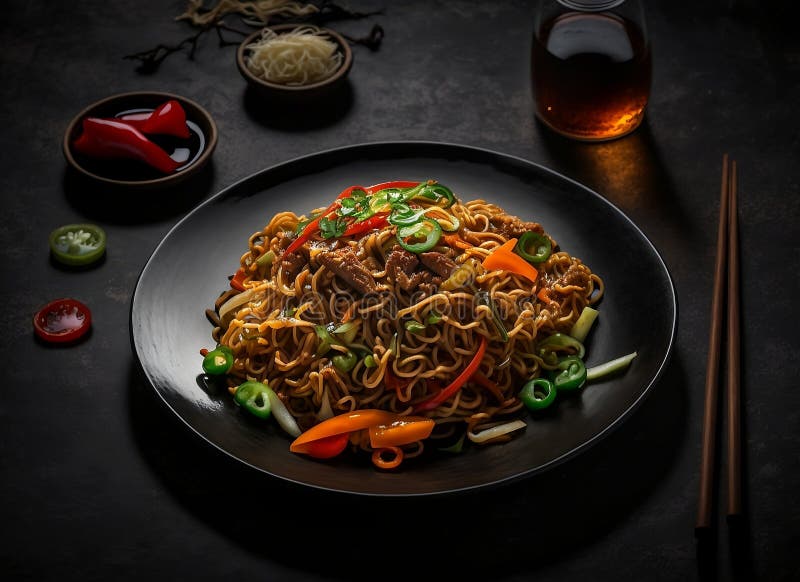 Yakisoba.the Flavorful Japanese Stir-Fry Noodles Stock Illustration