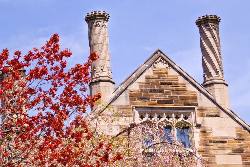 Yale University Sterling Law Building Ornate Victorian Towers Red Leaves New Haven Connecticut. Yale University Sterling Law Building Ornate Victorian Towers Red Leaves New Haven Connecticut