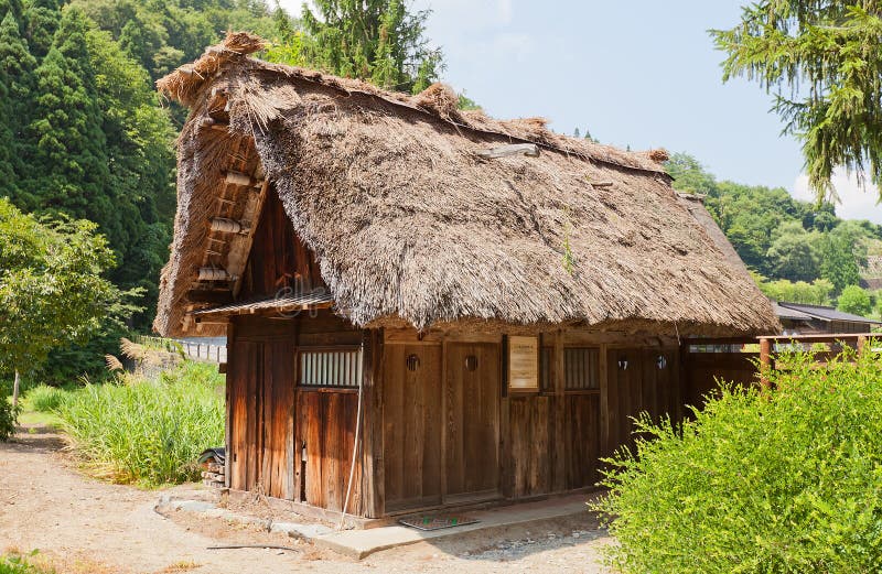 Former Yamamo Fumishiro family stable moved from Magari area, circa 19th c. in Ogimachi gassho style village of Shirakawa-go district. UNESCO site. Stable rustic style stock images, royalty-free photos and pictures