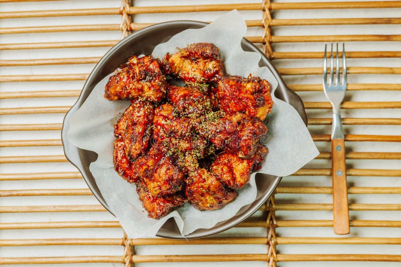 Yangnyeom Chicken, Korean Style Seasoned Fried Chicken Stock Image