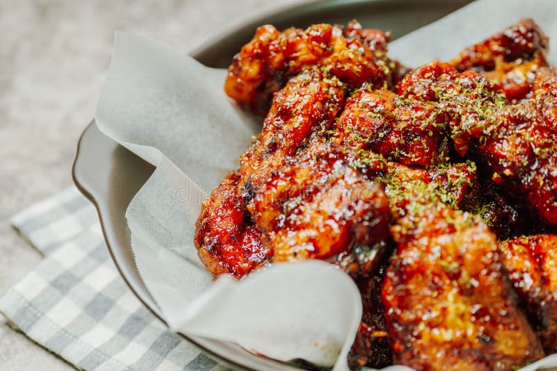 Yangnyeom Chicken, Korean Style Seasoned Fried Chicken Stock Image