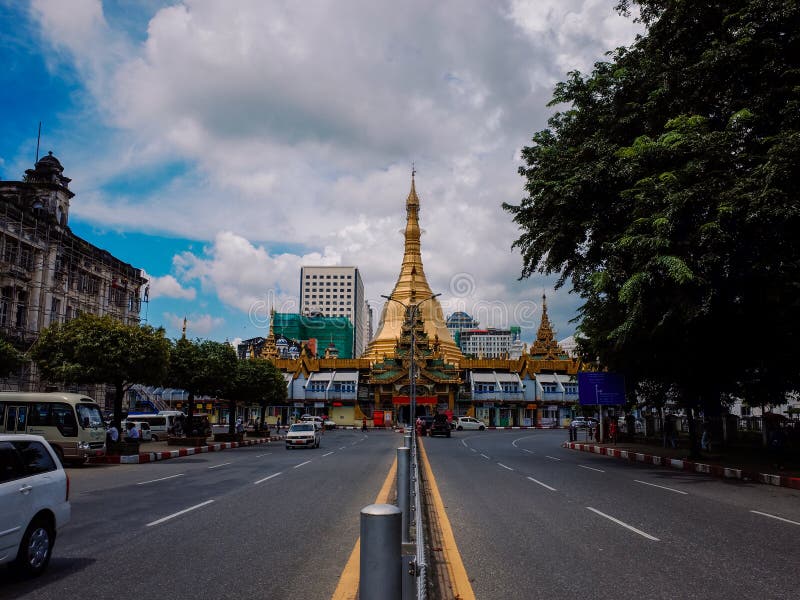 Yangon Downtown Street with Old Houses and Cars Editorial Photo Image of birmania, burma 25479686