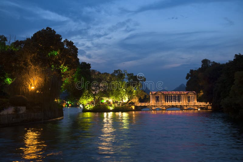 Yangshuo nightscape obraz stock Yangshuo nightscape obraz stock
