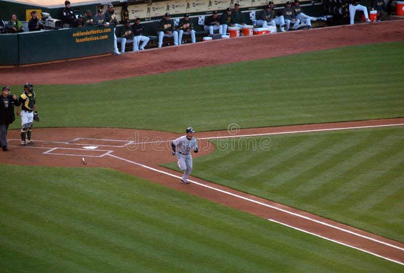 Yankees 6 vs A's 2: Yankee's Derek Jeter runs towards first. Taken July 7 2010 at the Coliseum in Oakland California