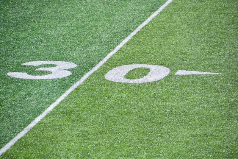 30 Yard Line On American Football Field Stock Photo Image of