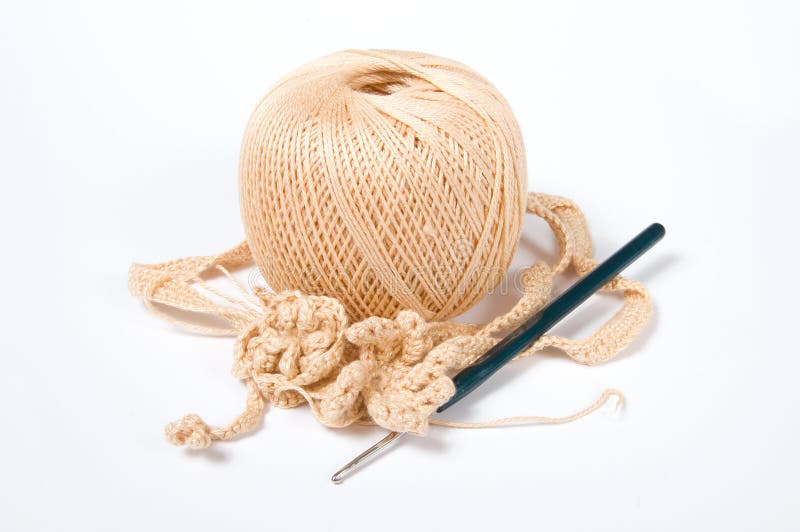Yarn ball and crochet hook stock image. Image of hook 8250593