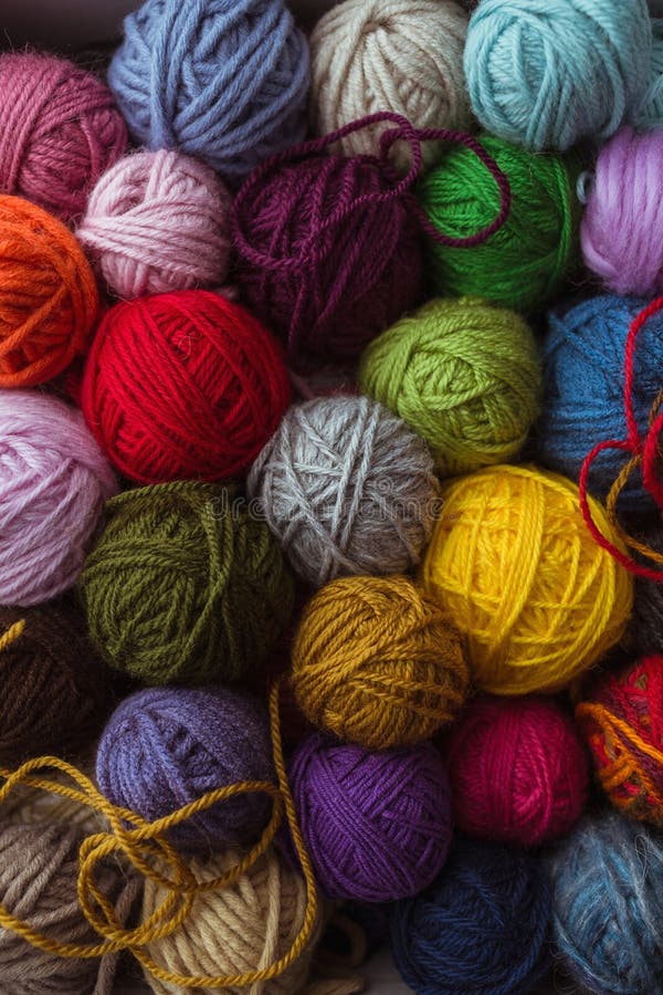 Assorted Threads Of Colorful Yarn Stock Photo Image of hobbies
