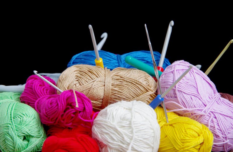 Balls of Wool and Knitting Needles. Stock Image - Image of knitting ...