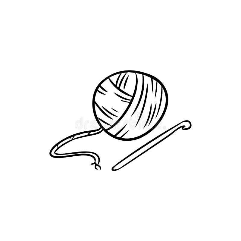 Vector Illustration In Doodle Style Cute Ball Of Yarn And A Crochet Hook  Black And White Illustration Logo Icon Knitting Crocheting Hobbies Stock  Illustration - Download Image Now - iStock