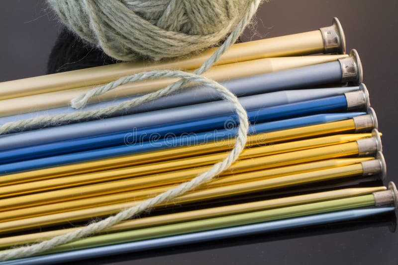 Yarn and Knitting Needles stock image. Image of needlework 53976395