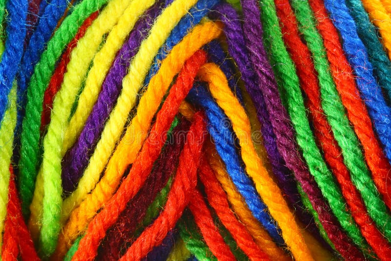 Multicolored Yarn Background Stock Photo, Royalty-Free