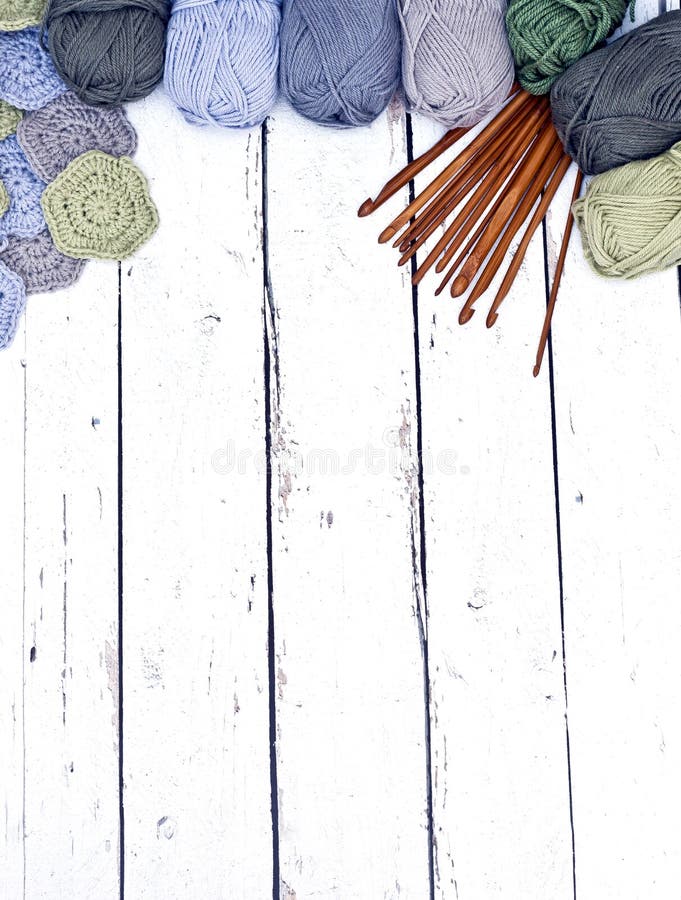 Yarns Basket Crochet Hooks Harmonious Colors Knitting Crocheting Supplies  Stock Photo by ©Lindiz 193088110