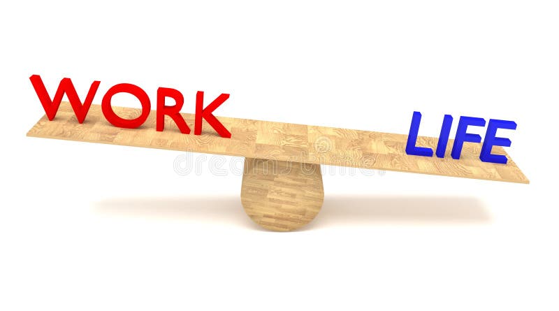 Work-life balance: words on a seesaw. Work-life balance: words on a seesaw