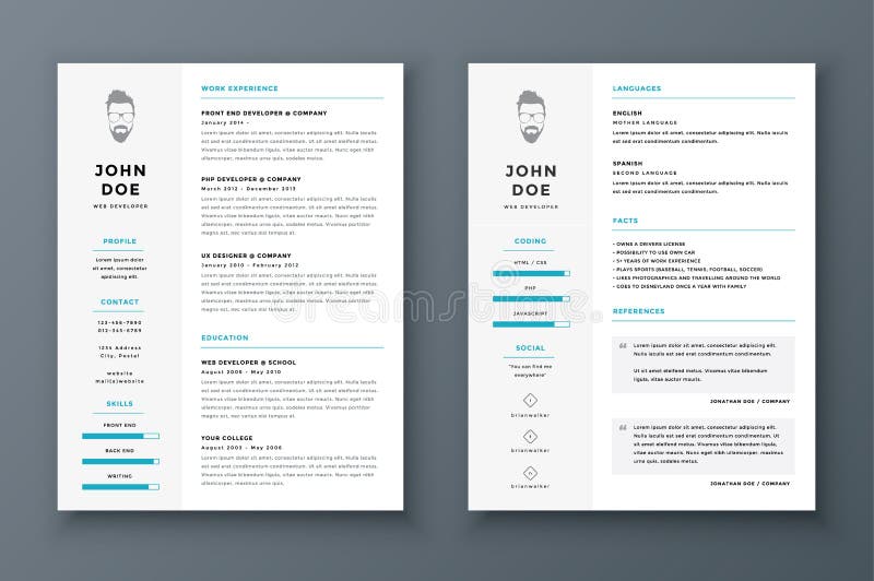 Resume and cv vector template. Awesome for job applications eps10. Resume and cv vector template. Awesome for job applications eps10