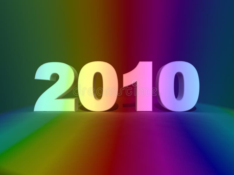 Year 2010 in rainbow colors