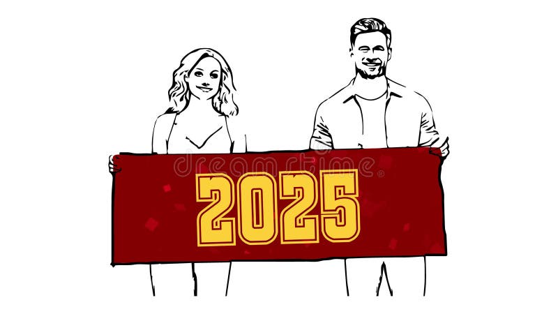2025 year Animation Digital banner vector illustration