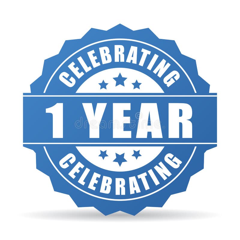 1 year anniversary celebrating vector icon royalty free illustration