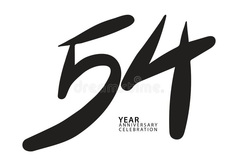 54 Year Anniversary Celebration Black Color Logotype Vector, 54 Number ...