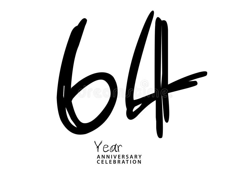 64 Year Anniversary Celebration Black Color Logotype Vector, 64 Number ...