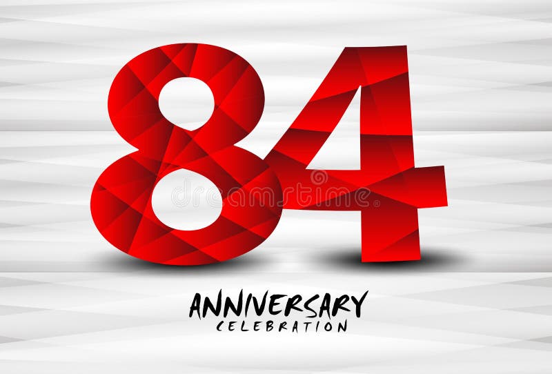 84 Year Anniversary Celebration Logo Red Polygon Vector, 84 Number