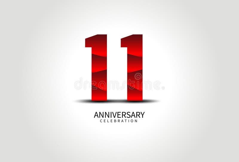 11 Year Anniversary Celebration Logo Red Vector 11 Number Design 11th