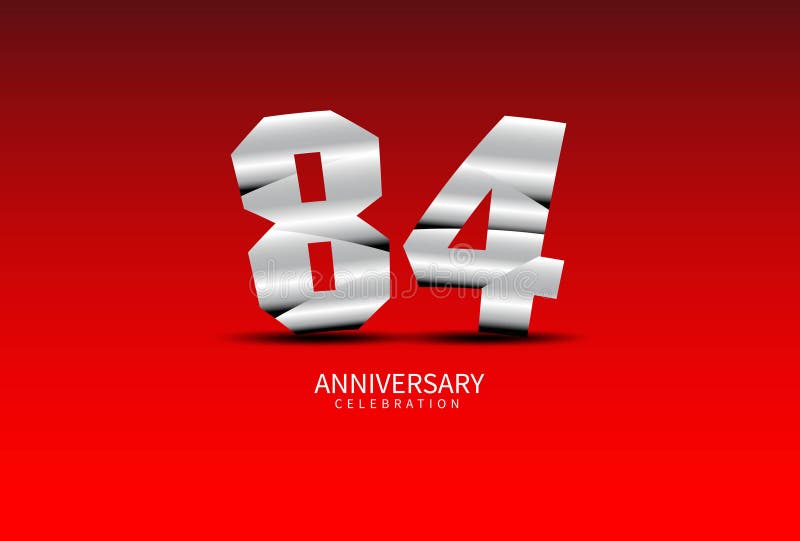 84 Year Anniversary Celebration Logo Silver Vector, 84 Number Design