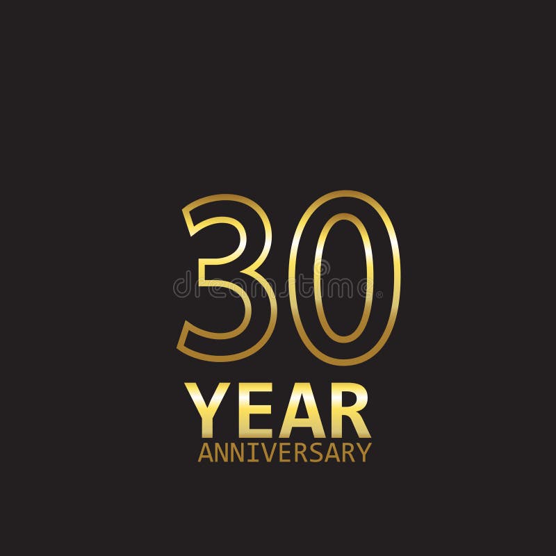 Template Gold Logo 30 Years Anniversary with Red Ribbon Vector ...