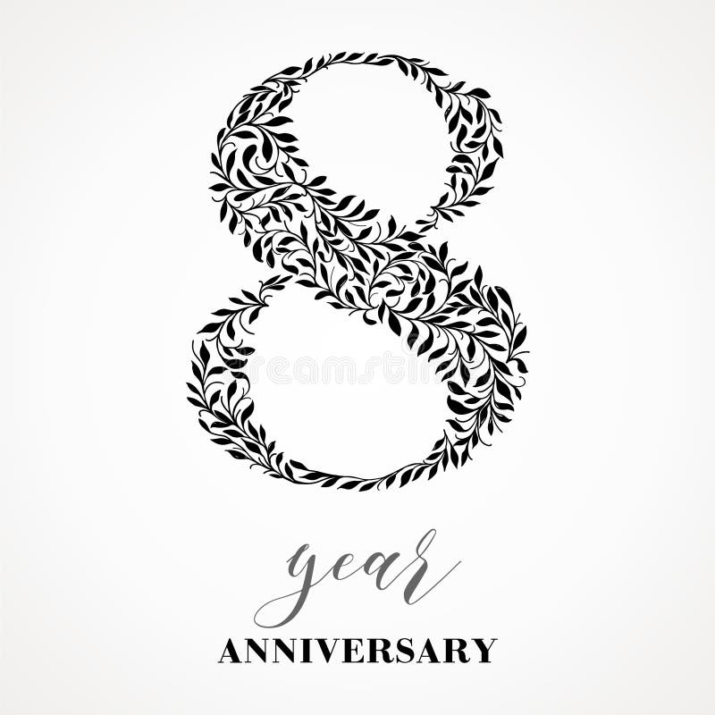 8-year anniversary. stock illustration