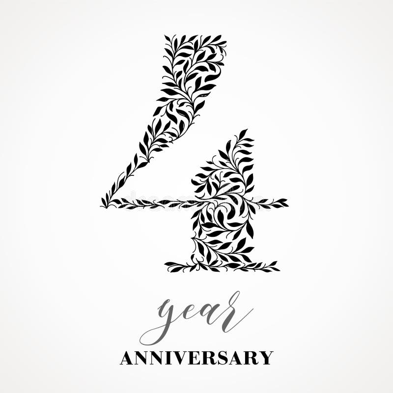 4-year anniversary. stock illustration